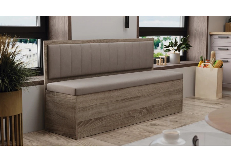 Скамья прямая «Берген» - 0009.177.000 Дуб Сонома трюфель, Велюр Мокко светлый
