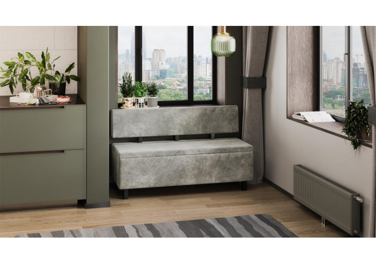 Скамья прямая «Брайтон» (1300 мм) Венге Цаво, Wellmart Silver