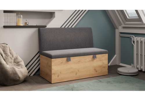 Скамья прямая «Мальта» Дуб Крафт золотой, Микровелюр Linea Grande 66/Connect 66 (серо-коричневый)