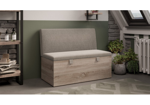 Скамья прямая «Мальта» Дуб Сонома трюфель, Микровелюр Linea Grande 25/Connect 25 (мокко)