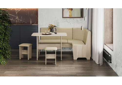 Кухонный уголок Техас Исп.1 (дуб сонома/экокожа бежевая)