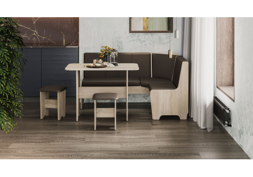 Кухонный уголок Техас Исп.1 (дуб сонома/экокожа коричневая)