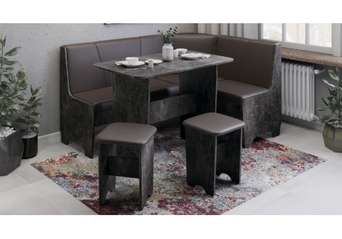 Кухонный уголок «Техас» Исп.1 Ателье темный, Экокожа коричневая