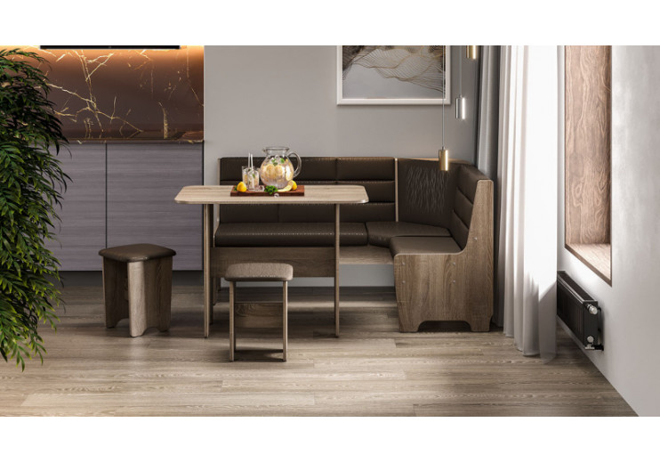 Кухонный уголок «Техас» Исп.2 Дуб Сонома трюфель, Кашемир коричневый