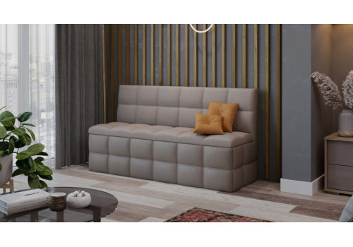 Скамья прямая «Домино» Исп. 2 Кожзам Светло-коричневый, Велюр Мокко светлый