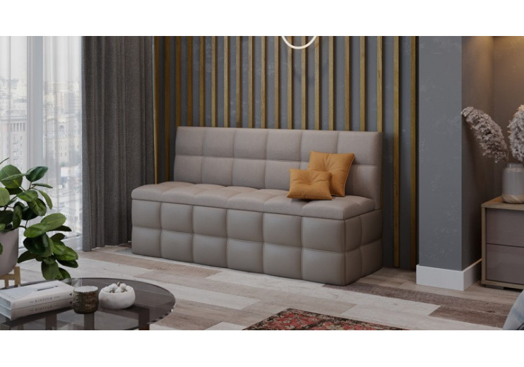 Скамья прямая «Домино» Исп. 2 Кожзам Светло-коричневый, Велюр Мокко светлый