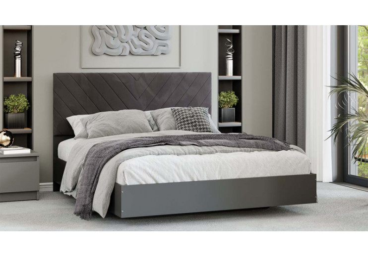 Кровать «Бетта» Тип 1 Серый графит, Велюр Серый