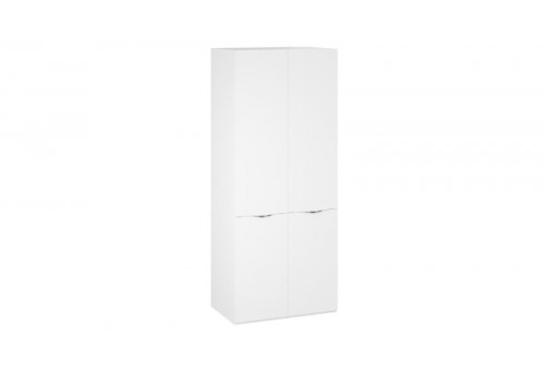 Шкаф для одежды (580) с 2 дверями со стеклом «Глосс» - СМ-319.07.003 Белый Жемчуг, Белый глянец, Стекло