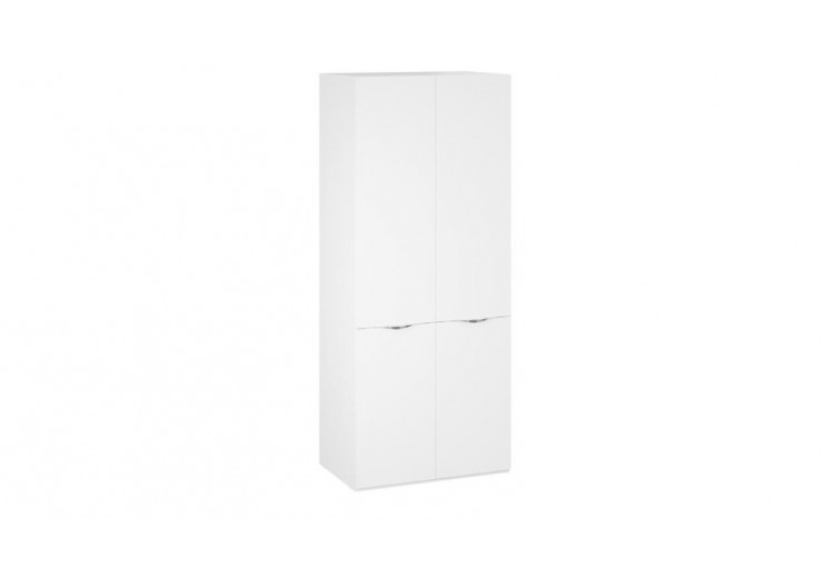 Шкаф для одежды (580) с 2 дверями со стеклом «Глосс» - СМ-319.07.003 Белый Жемчуг, Белый глянец, Стекло