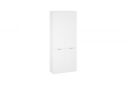 Шкаф для одежды (366) с 2 дверями со стеклом «Глосс» Белый Жемчуг, Белый глянец, Стекло