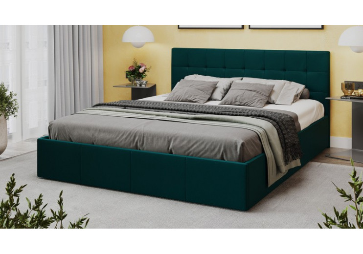 Кровать с ПМ «Эмма» (с подъемным механизмом) с заглушиной Велюр Confetti Izumrud