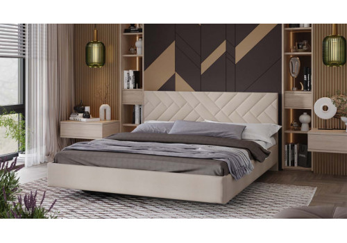 Кровать без ПМ «Кевия» Тип 1 (без подъемного механизма) Велюр Confetti Cream