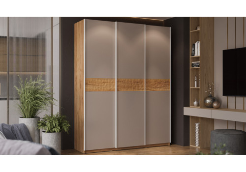 Шкаф-купе с 3 глухими дверями «Оскар Скания» Ручка белая, Дуб Крафт золотой, Кашемир, Дуб тортугга
