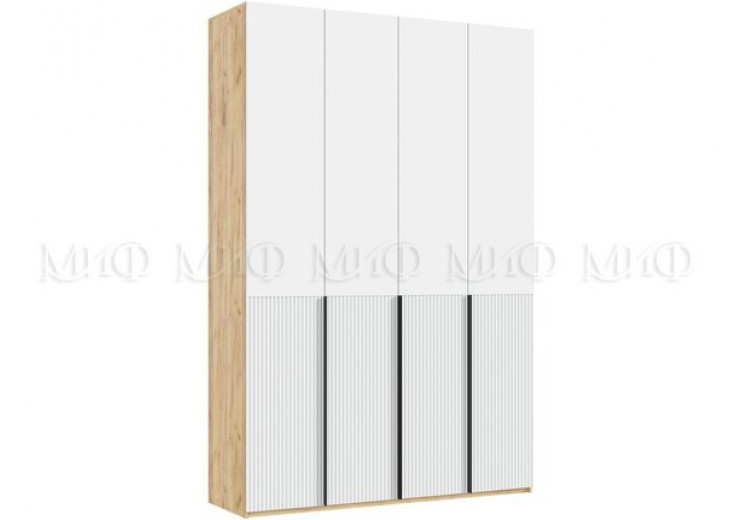Шкаф 4-х створчатый (1600) Марвэл (дуб крафт/браш вайт)