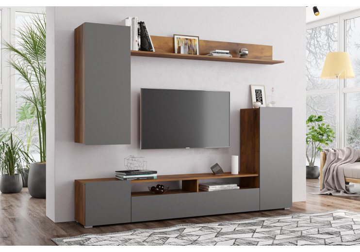 СТЕНКА ПРАГА - 3 лдсп (таксония/диамант серый)