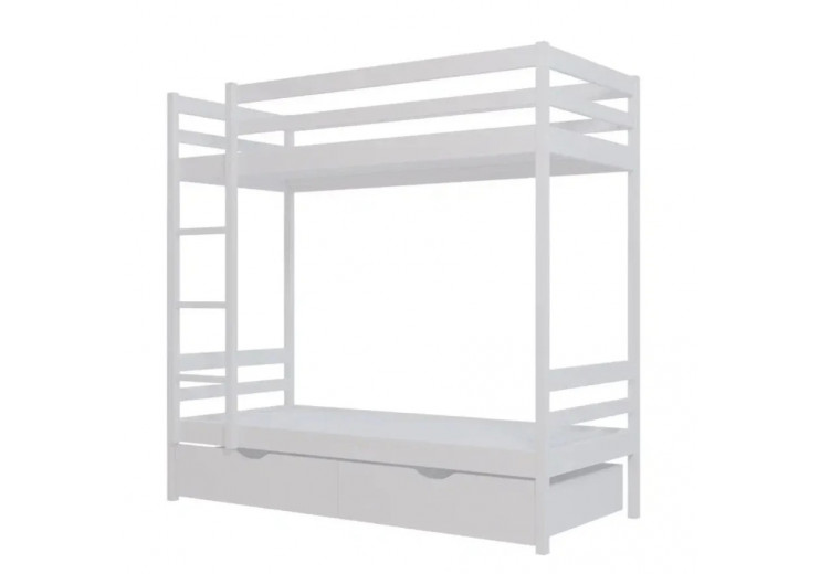 Кровать двухярусная №1 из массива (классика) (белая)
