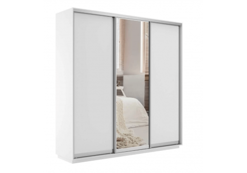 Шкаф купе 3 двери (белый, профиль серебро)